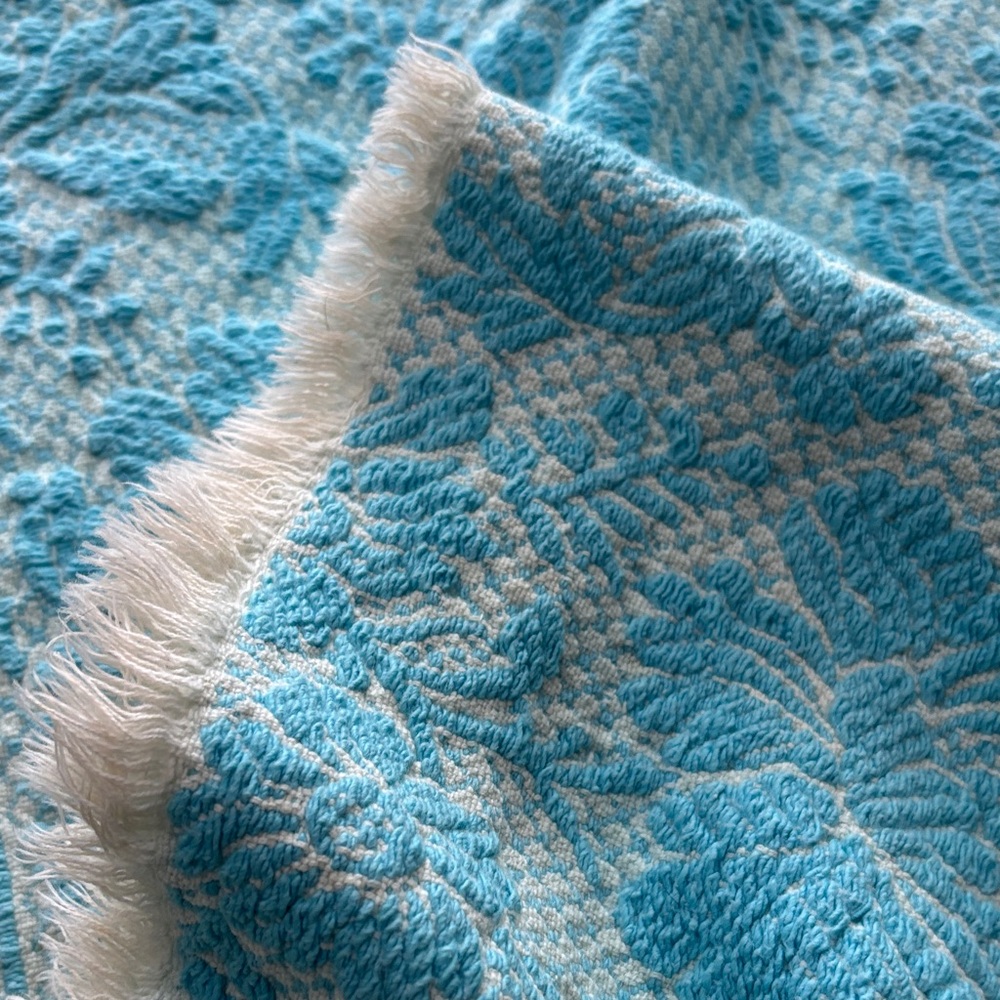Vintage Floral Blue and cream throw blanket
